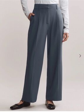 NEW RHONE sz 2 blue slate commuter pleated trouser wide leg women's pants